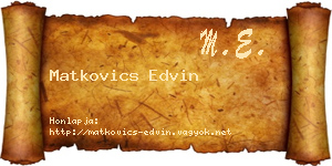 Matkovics Edvin névjegykártya